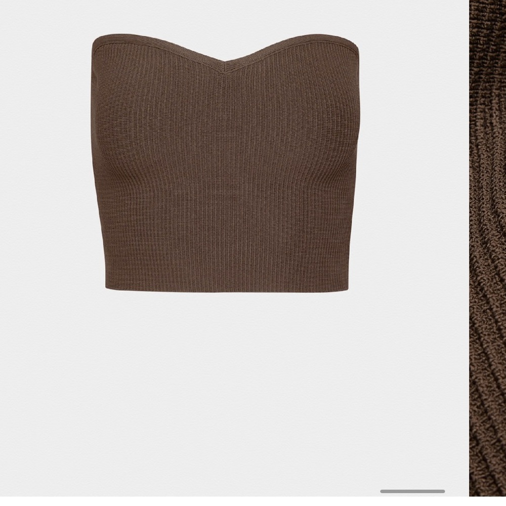 Brown Strapless Ribbed aritzia top